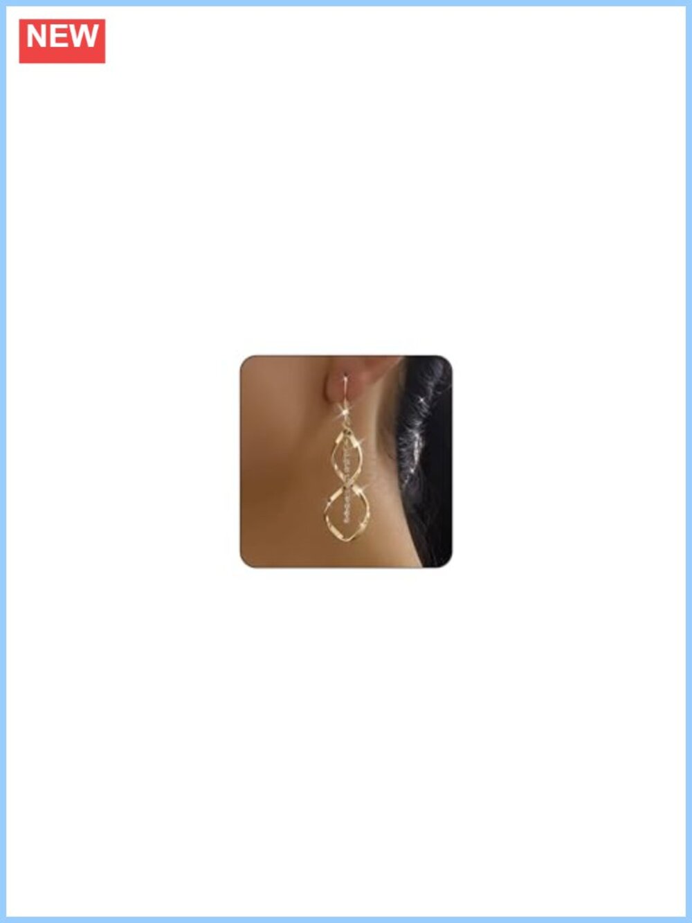 14K Gold Plated Infinity Hoop Earrings Double Linear Long Dangle Drop Teardrop